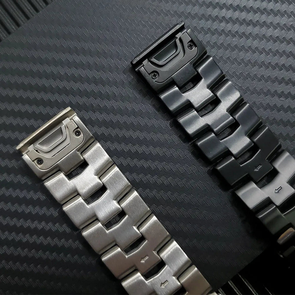 Garmin Fenix watch strap compatible with Jiaming watches in silver, black, titanium colours