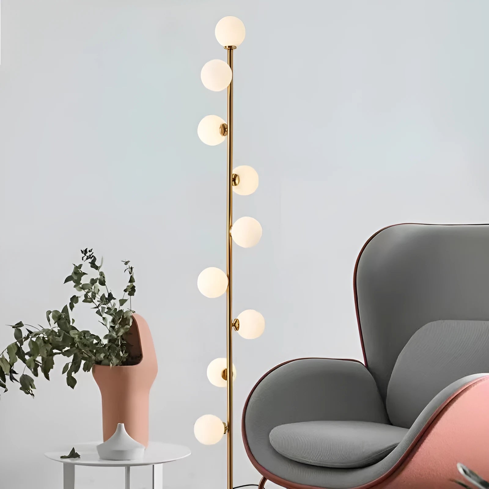 Minimalist Nordic floor lamp with marble base and wrought iron glass column