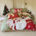 Christmas bedding set four-piece with printed cartoon design on washed cotton material
