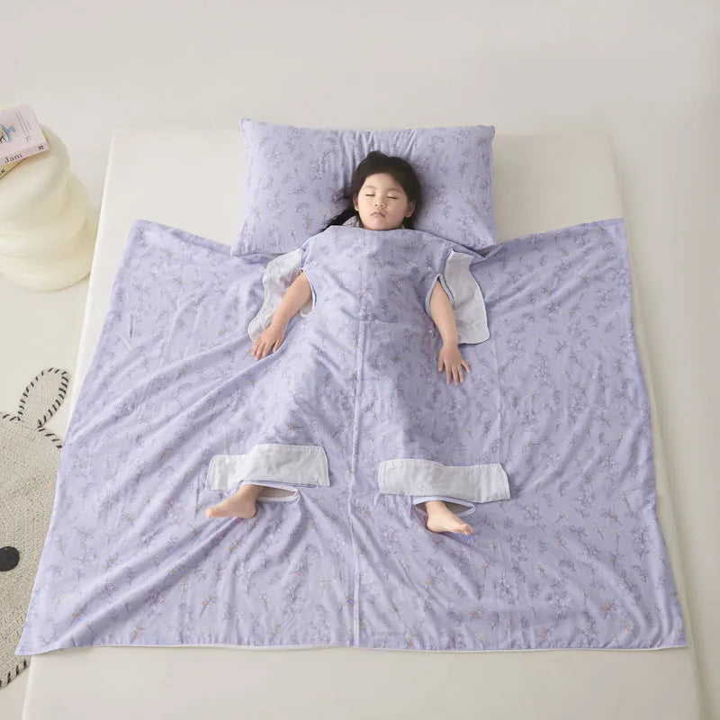 Colourful anti-kick summer quilt with antibacterial filling shown in Magic Puppy print.