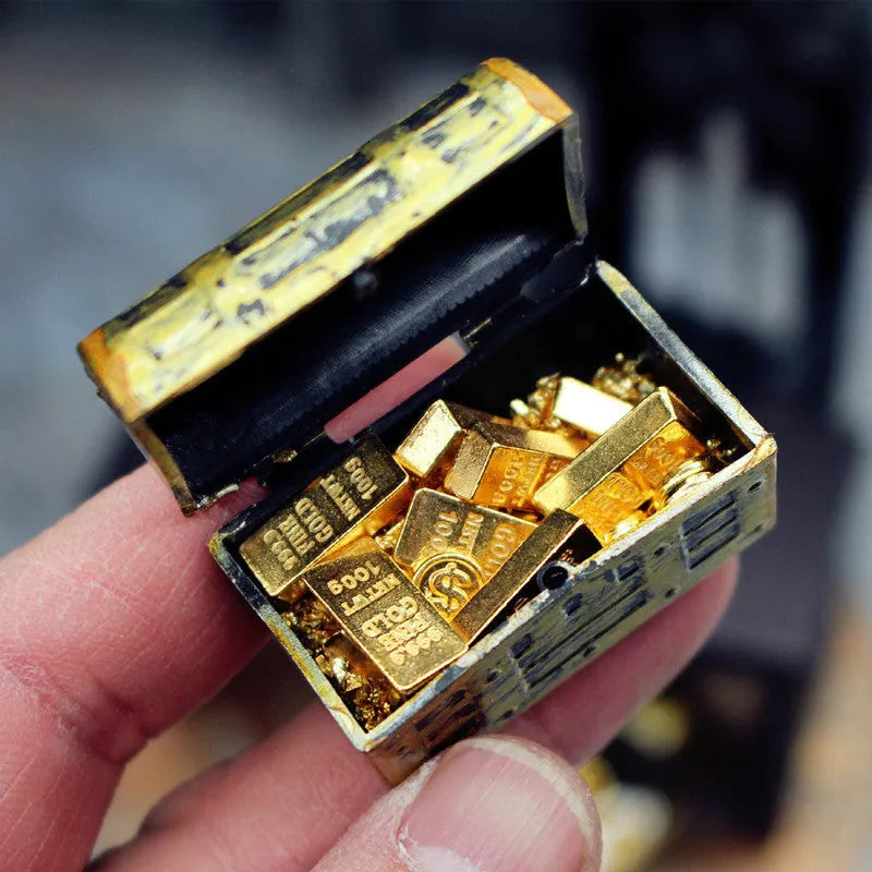 Alloy gold coin treasure box miniature doll house accessory ornaments for teenagers