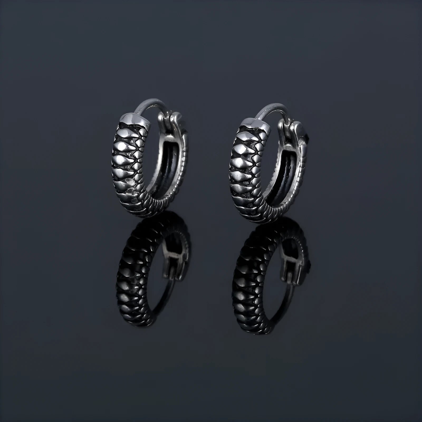 Silver geometric stripe earrings with retro twist design and sports style aesthetic