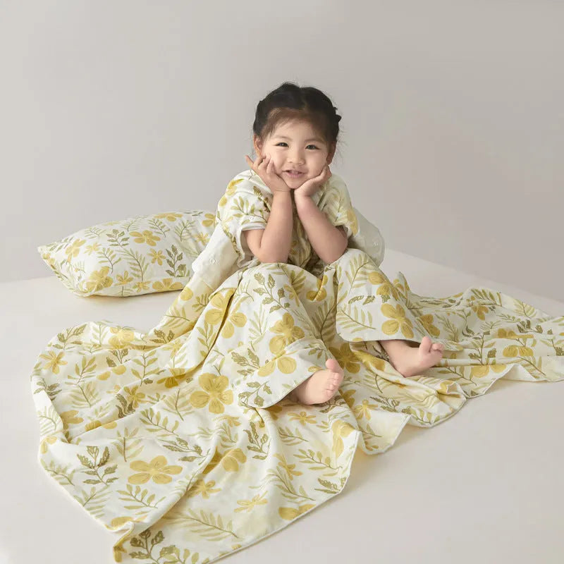 Colourful anti-kick summer quilt with antibacterial filling shown in Magic Puppy print.