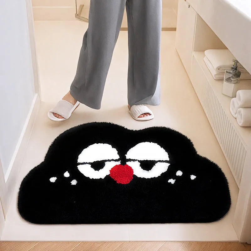 Cartoon anime printed bathroom floor mat in polyester fibre with cashmere-like texture