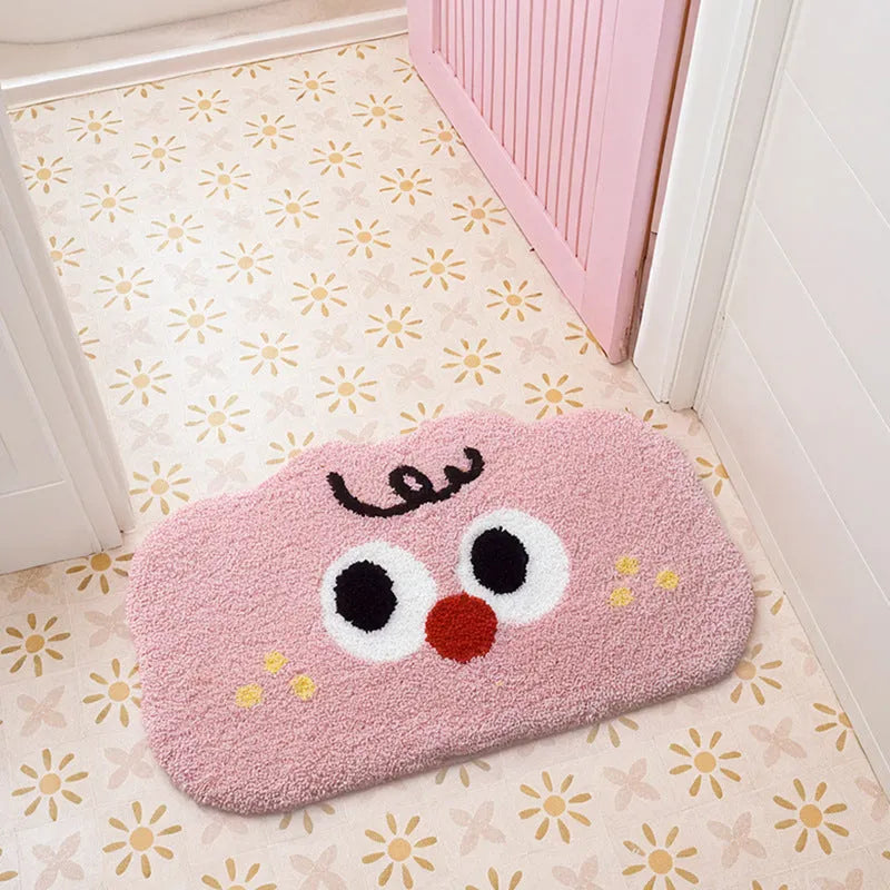 Cartoon anime printed bathroom floor mat in polyester fibre with cashmere-like texture