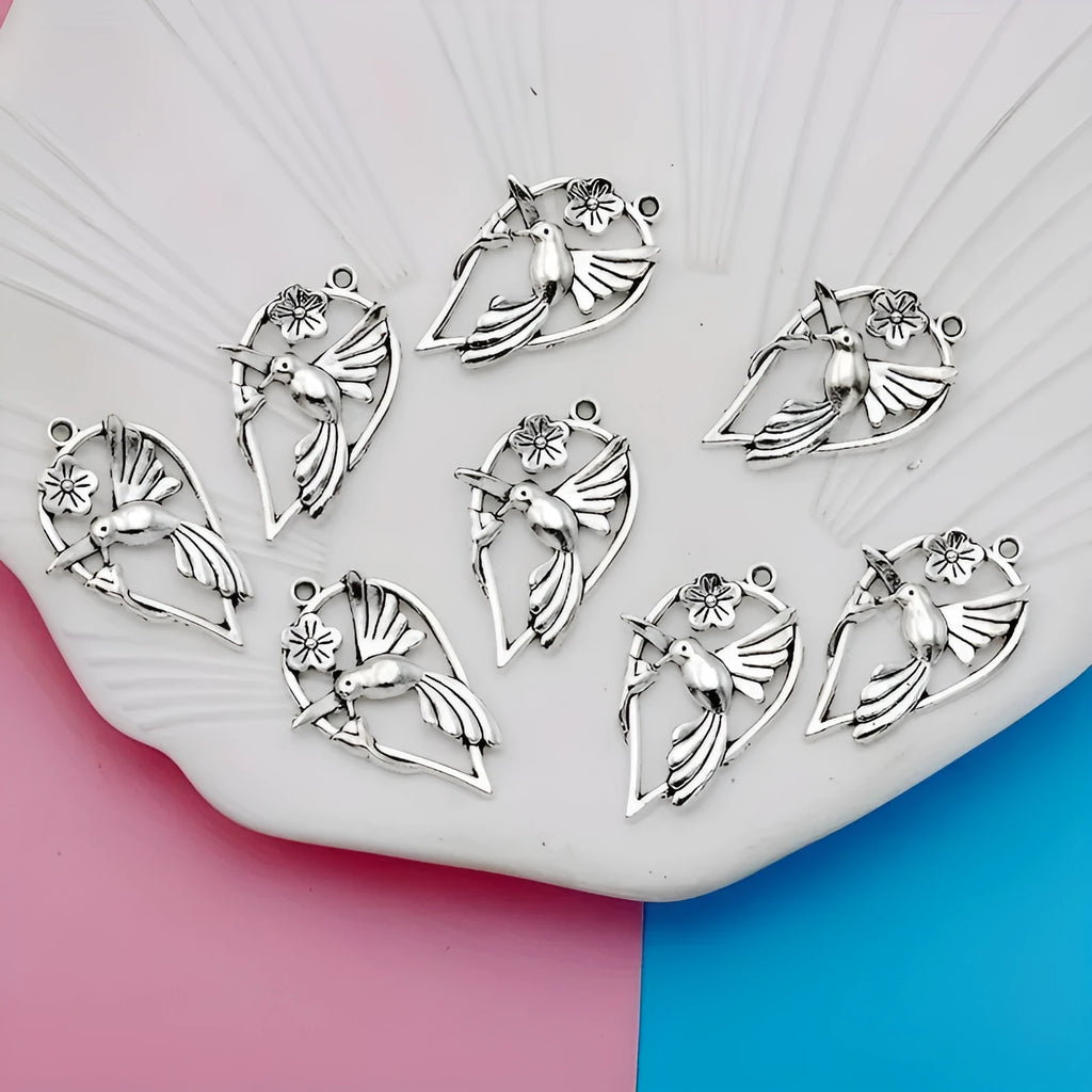 Alloy magpie pattern pendant with electroplated finish for DIY jewellery making