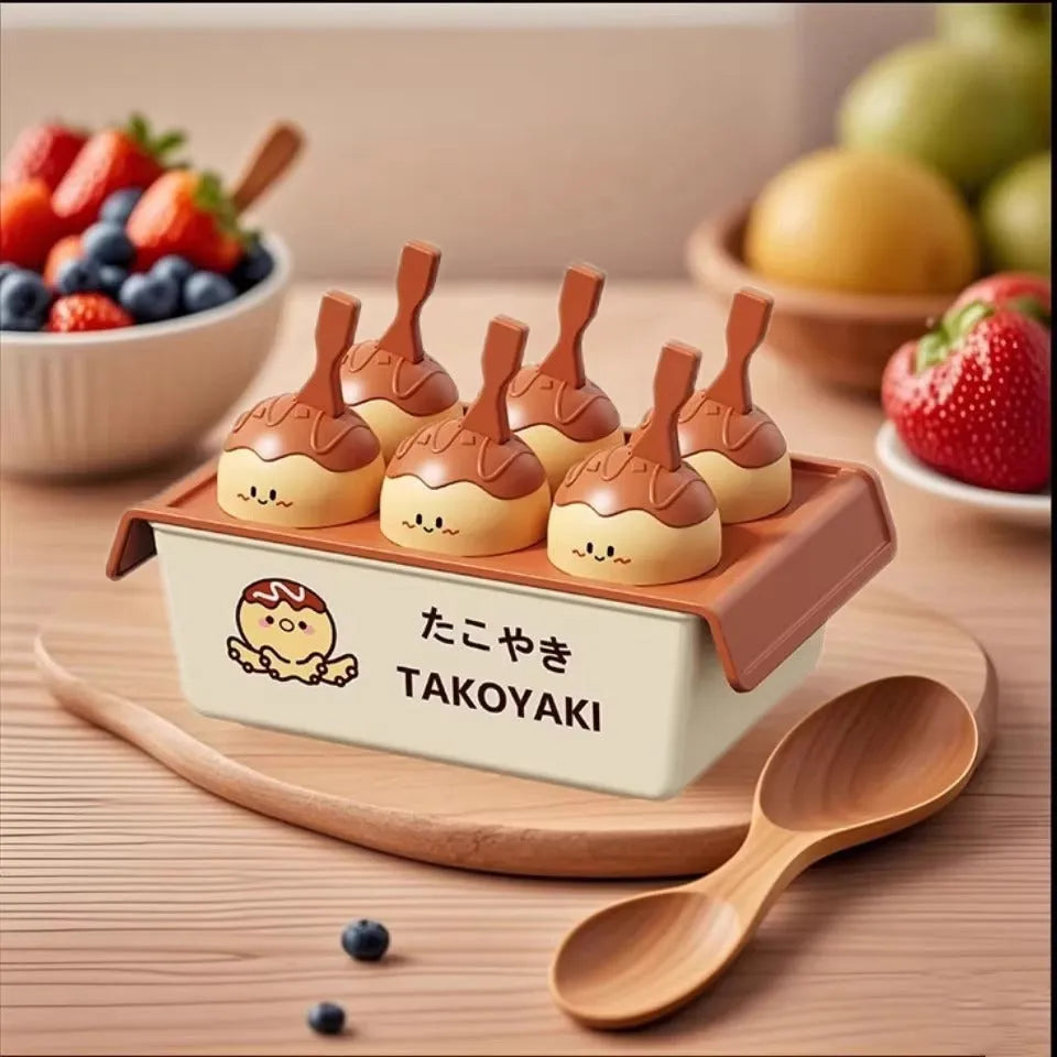 Plastic ice cream mould for making desserts in the shape of takoyaki octopus balls