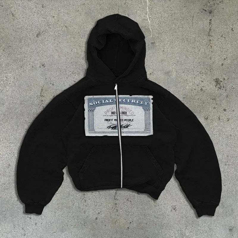 Men's and women's loose fit hoodie jacket with zippered pockets in polyester fabric