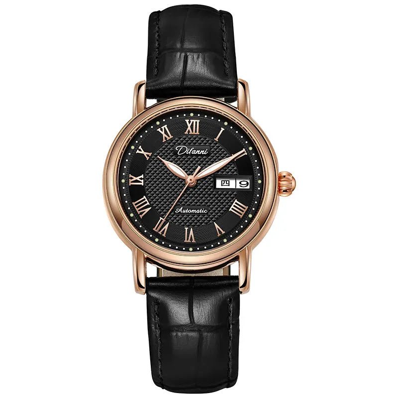 Fashion Trend automatic women's mechanical watch with steel bracelet or leather strap options