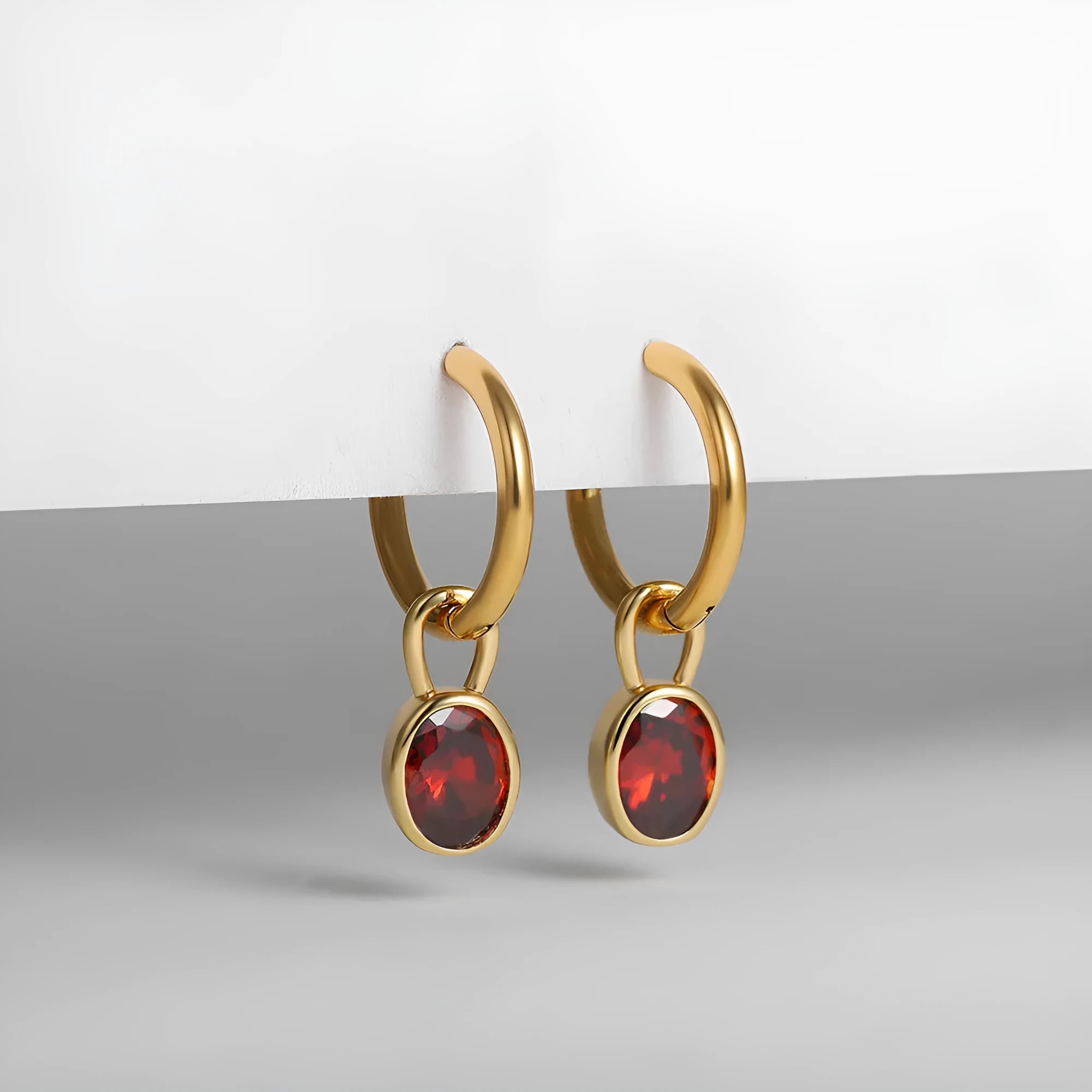Women's copper oval zircon earrings in retro style showing six colour options