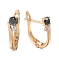 Women's black agate earrings with gold-plated copper construction and drop-shaped retro geometric design