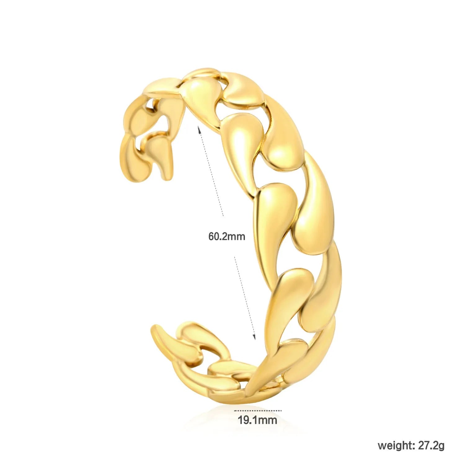 Adjustable stainless steel and alloy bracelet shown in gold-tone, silver-tone, and rose gold-tone colour options.