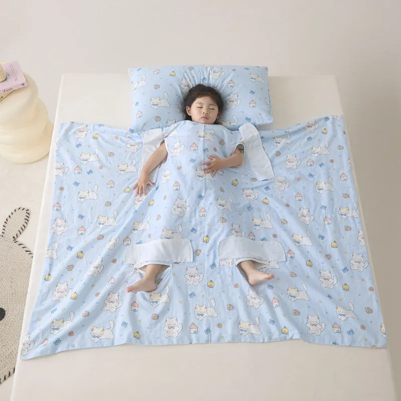 Colourful anti-kick summer quilt with antibacterial filling shown in Magic Puppy print.