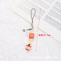 Fruit pattern plastic mobile phone keychain pendant with apple and strawberry designs