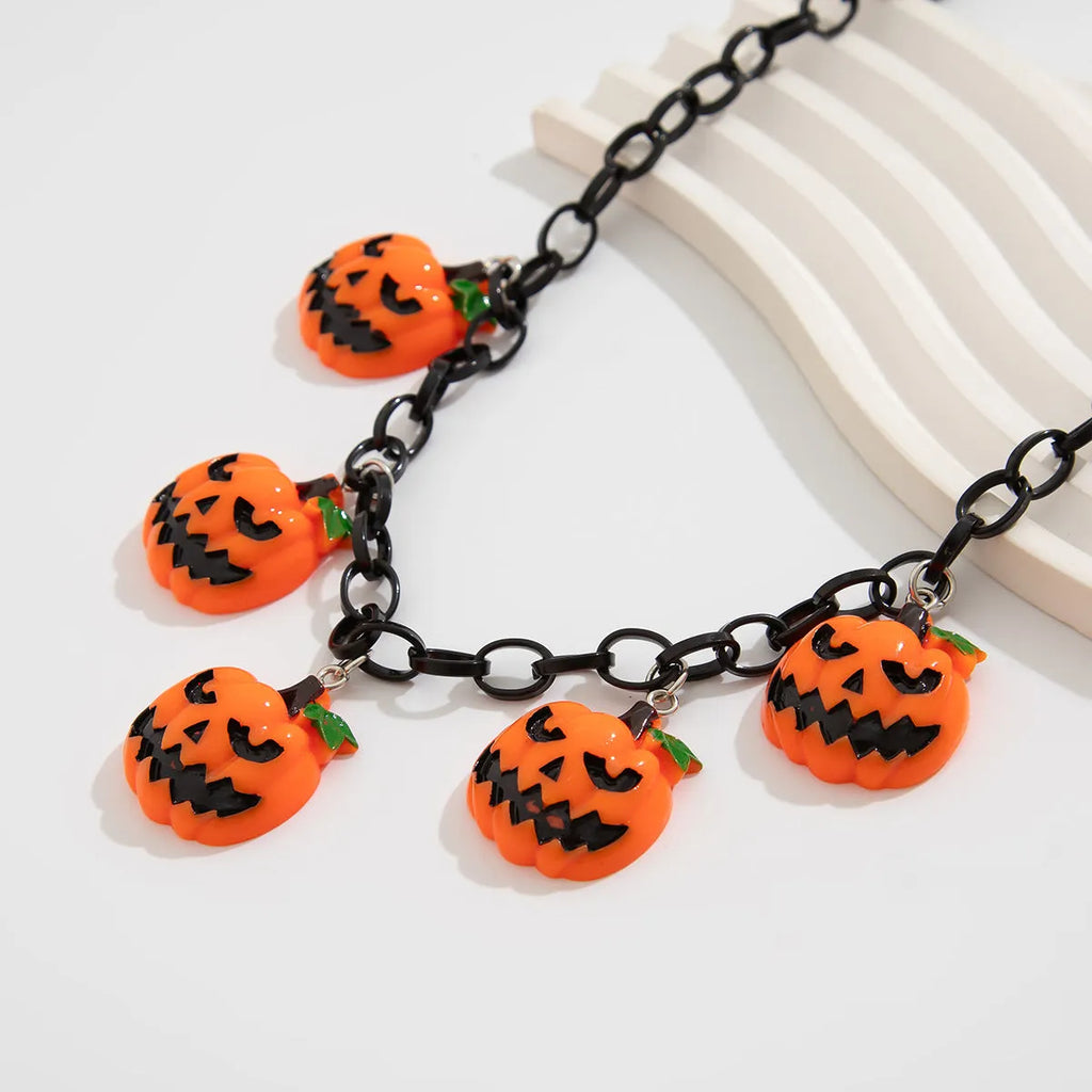 Halloween ghost pumpkin cartoon character acrylic necklace on a regular chain, colour 06705.