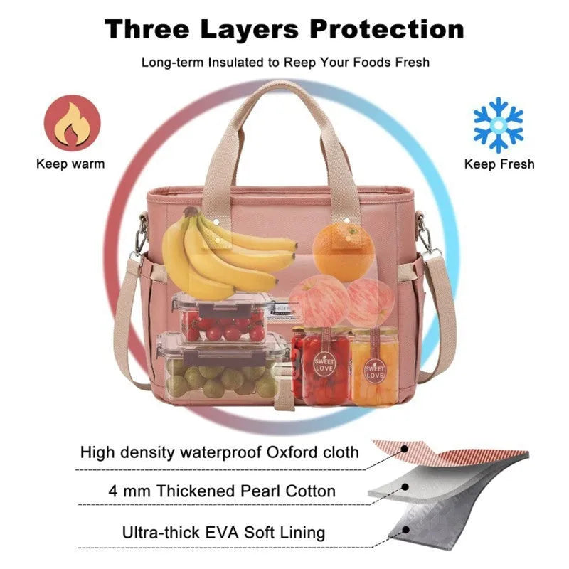 Pink insulated Oxford cloth hiking belt bag with removable shoulder strap and side pocket.