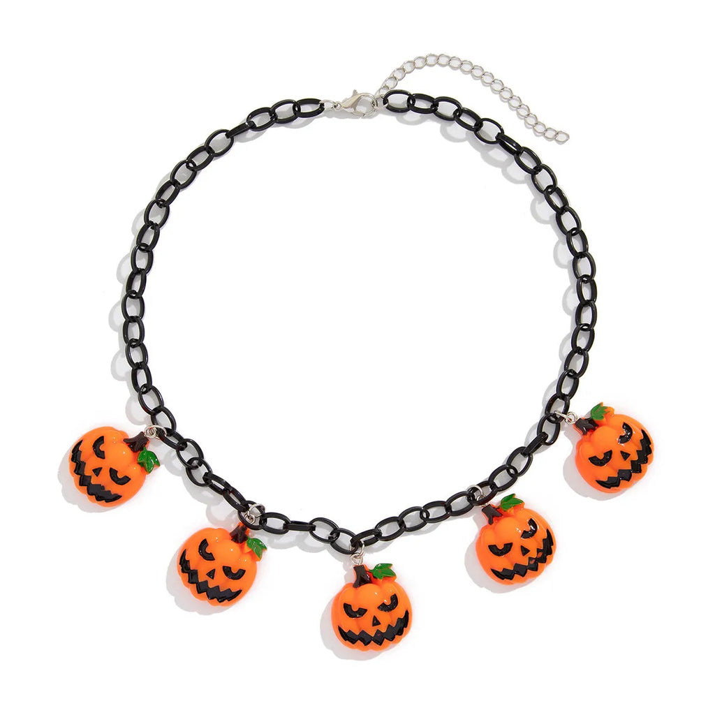 Halloween ghost pumpkin cartoon character acrylic necklace on a regular chain, colour 06705.