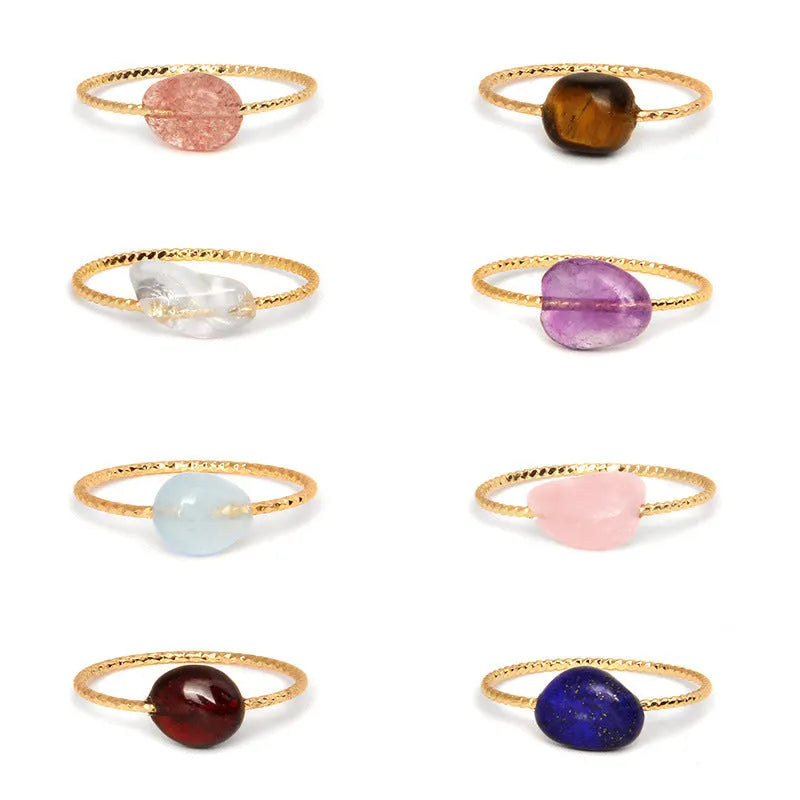 Geometric agate ring for women showing original design with natural stone and eight colour options