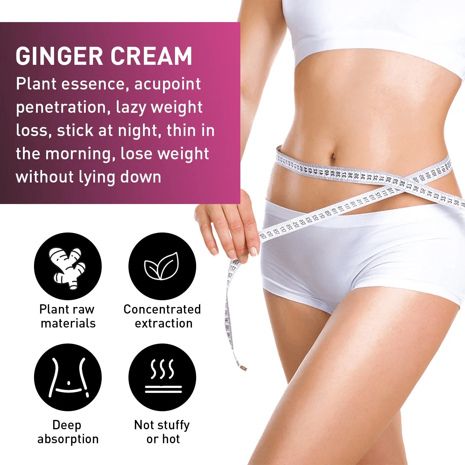 15g pot of ginger slimming shaping cream with hyaluronic acid and olive oil for thighs