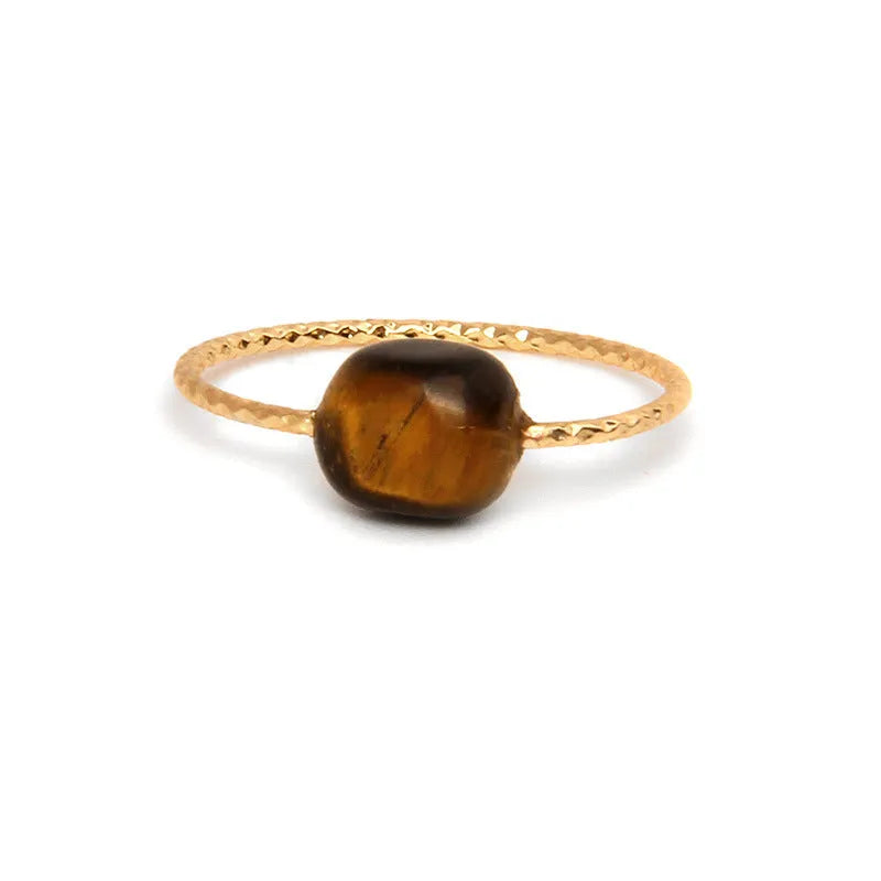 Geometric agate ring for women showing original design with natural stone and eight colour options