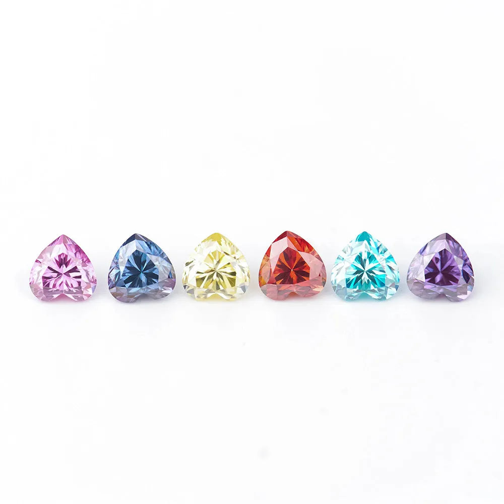 Lemon yellow heart-shaped moissanite gemstone on a plain background.