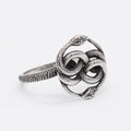Retro double snake ring in steel colour made from titanium steel available in sizes 6 to 13
