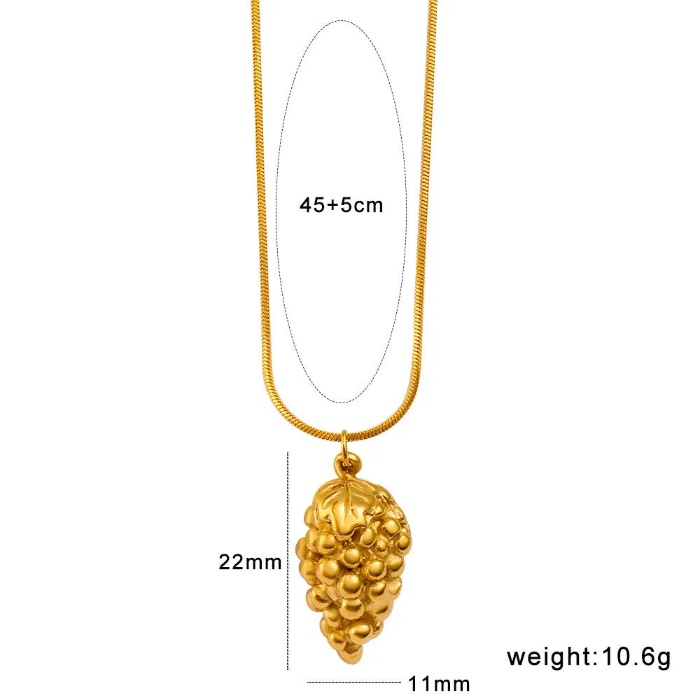 Stainless steel fruit necklace pendant in six fruit colours on regular chain