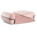 High density sponge triangle furniture pillow with embroidery stitching in red colour