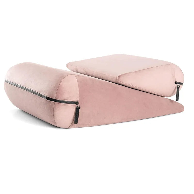 High density sponge triangle furniture pillow with embroidery stitching in red colour