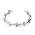 Stainless steel C-shaped bracelet with rivet bead texture in gold steel colour option