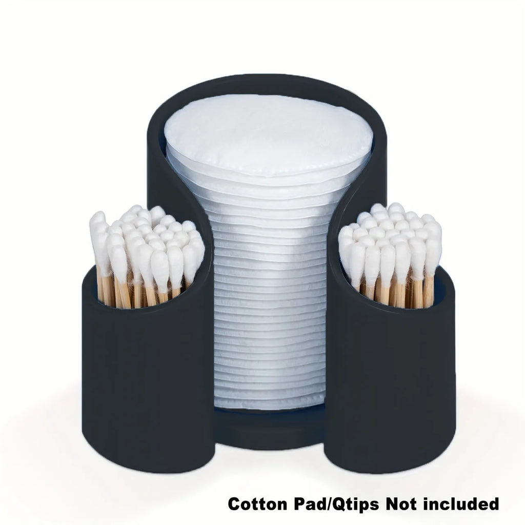 Modern minimalist plastic dental floss dispenser and cotton swab storage box in pink, white, blue, or black.