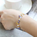 Women's handcrafted imitation pearl bracelet with glass coloured beads in European-American design
