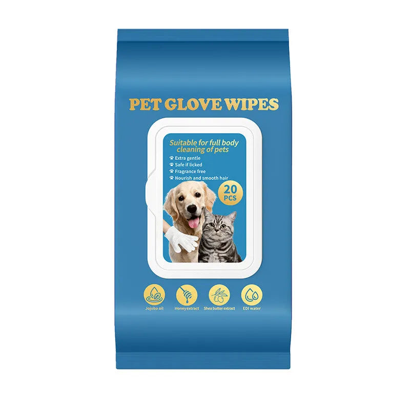 Pack of pet disposable gloves for cat bath cleaning with wash-free design