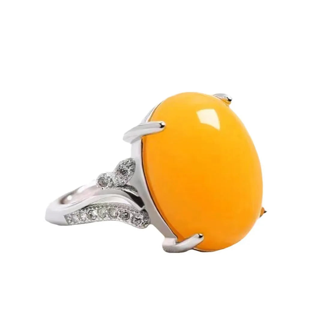 Adjustable natural sapphire style alloy ring in geometric ethnic design showing colour options