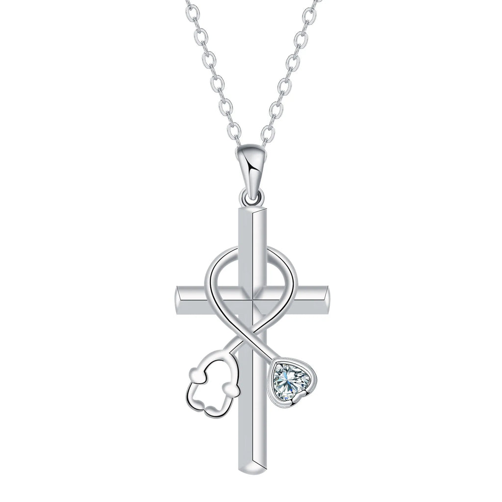 Original design cross stethoscope necklace with copper pendant and electroplated finish