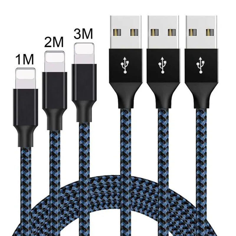 Braided Micro USB fast charging cable for Android phones in black and white colour, showing length.