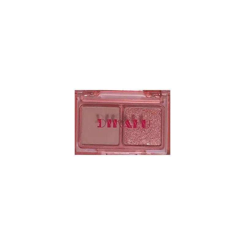 DIKALU two-tone eyeshadow palette showing pink and black matte shimmer shades