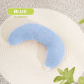 U-shaped blue cat pillow with adjustable collar for cervical protection and support