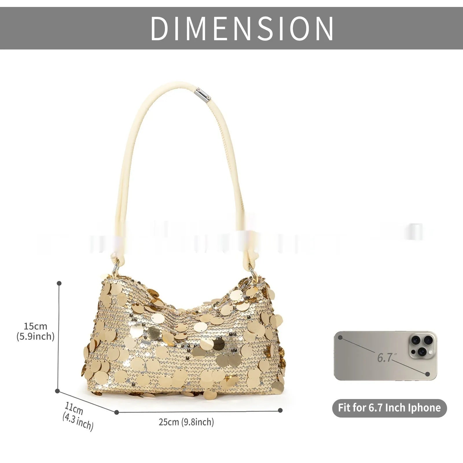 Women's summer crossbody bag with single strap and sandwich pocket design in black, gold, or silver