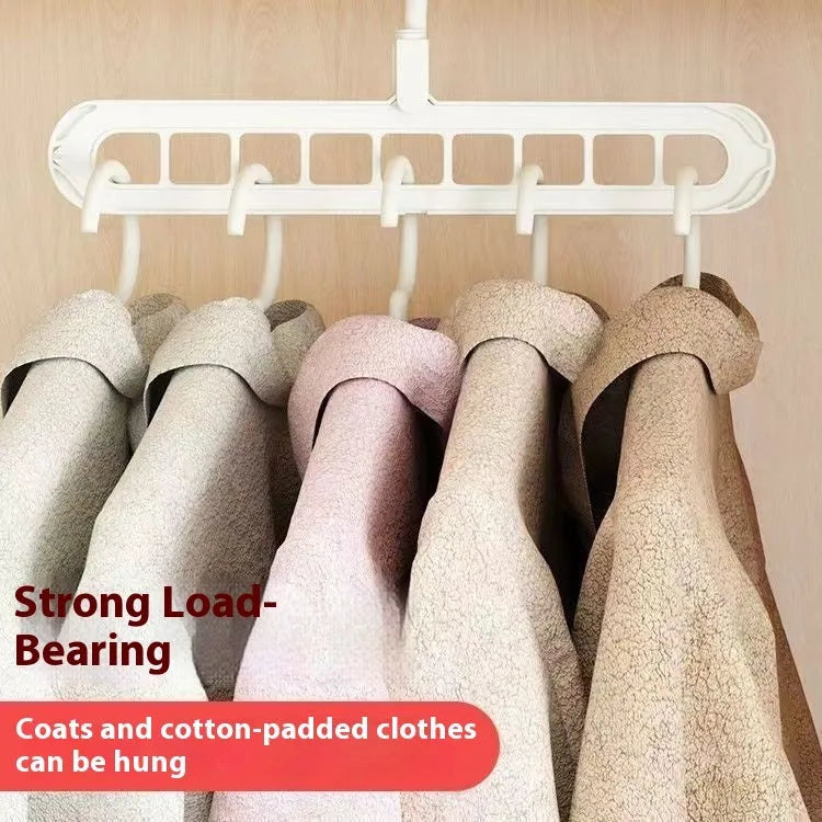 Plastic nine-hole folding hanger for trousers and accessories in multiple colour options