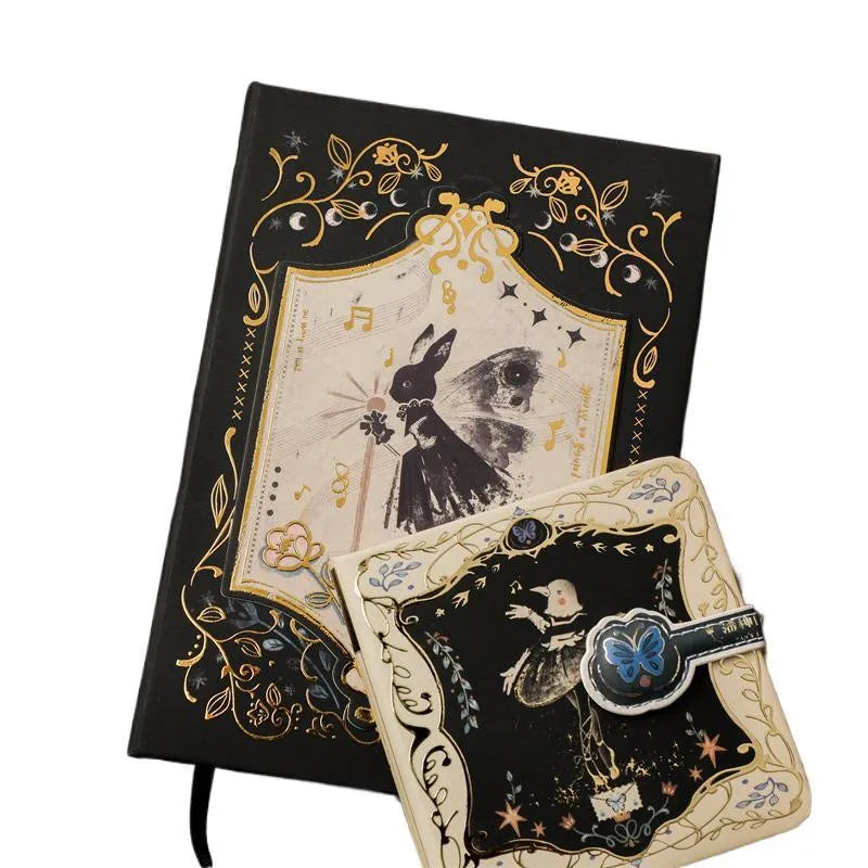 A5 gothic style retro art notebook with wood pulp paper pages.