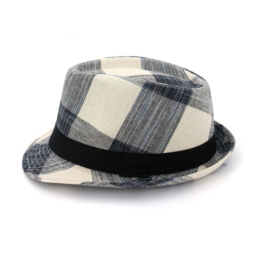 Blue and black polyester sun hat with bell crown and 4.5cm brim for outdoor sun protection