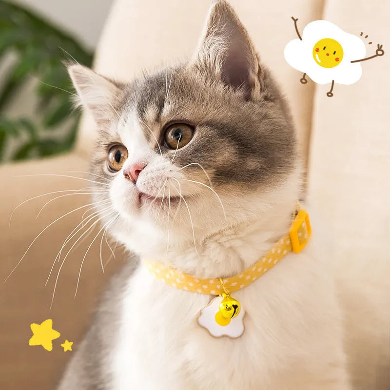 Adjustable green cat collar with bell pendant and bow tie for small dogs