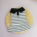 Matching cotton t-shirt and stripe skirt pet clothing set for dogs and cats in summer