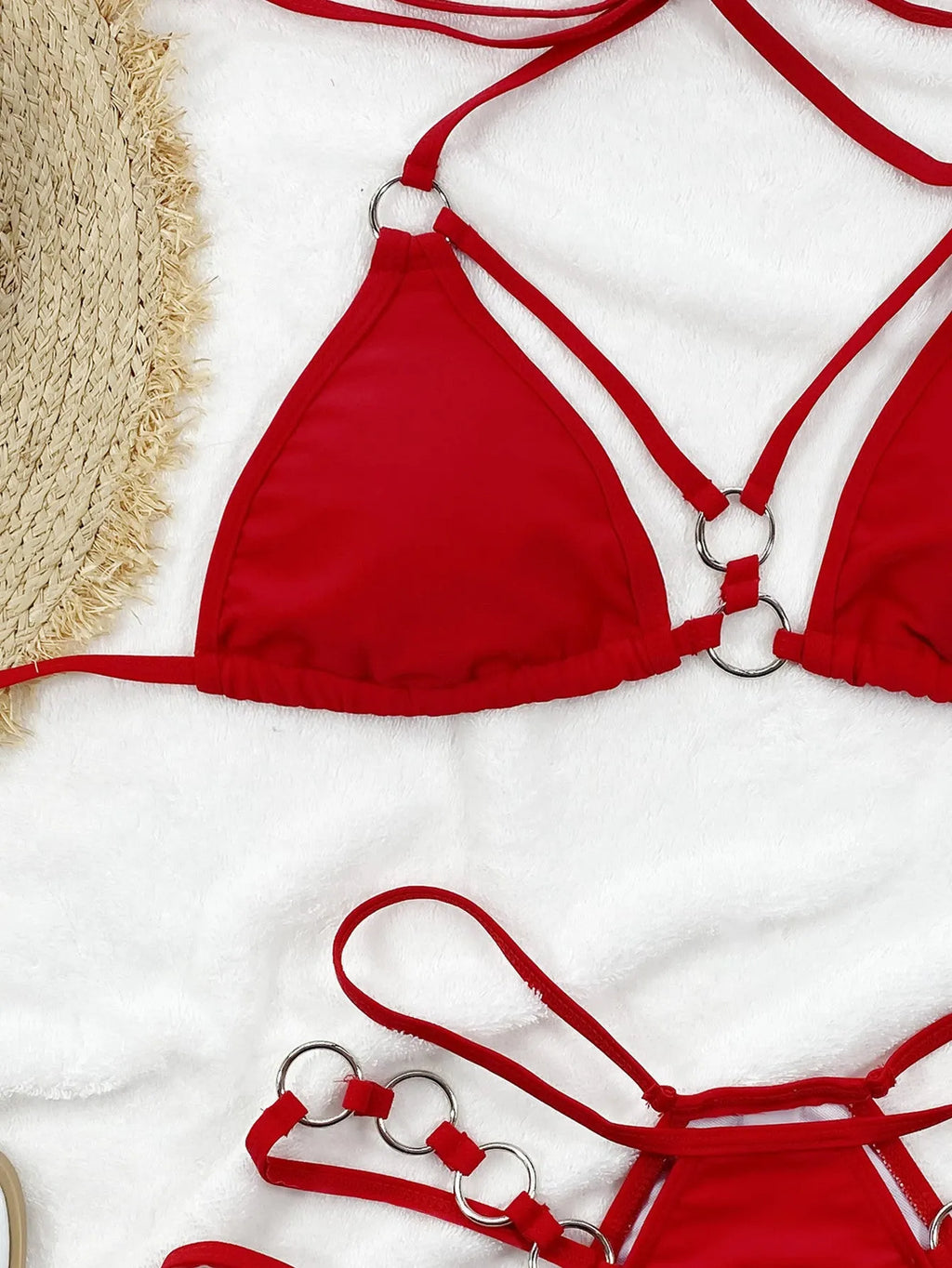 Pure colour women's separated bikini swimwear set in multiple colour options