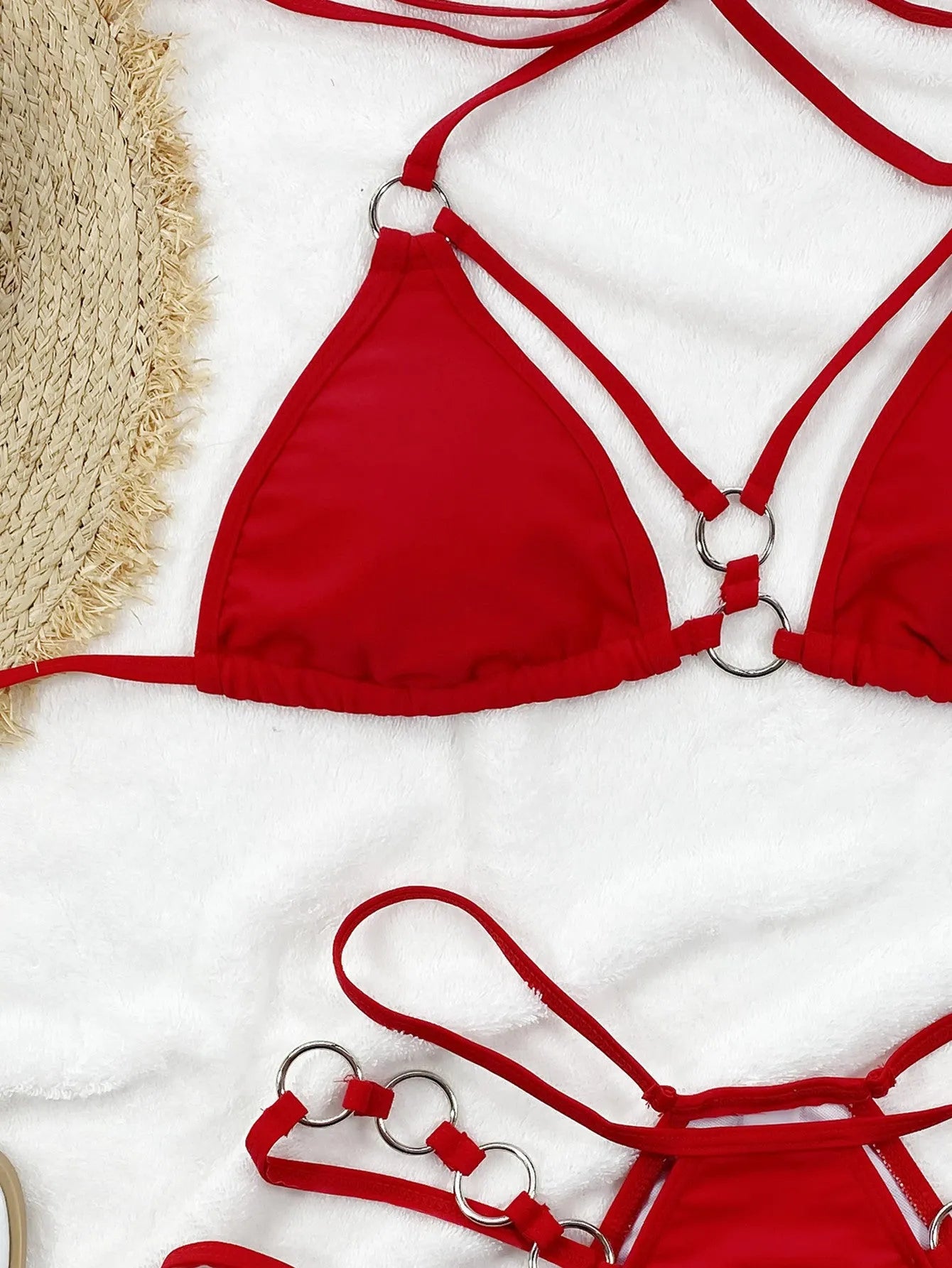 Pure colour women's separated bikini swimwear set in multiple colour options