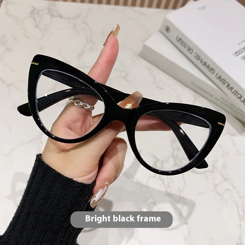 Women's large cat's eye frame reading glasses with decorative dragon and phoenix elements
