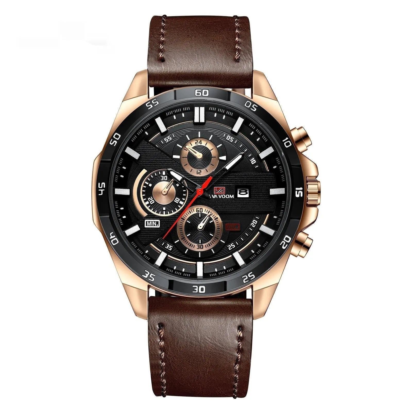 Men's casual business calendar quartz watch in multiple colour options with waterproof design