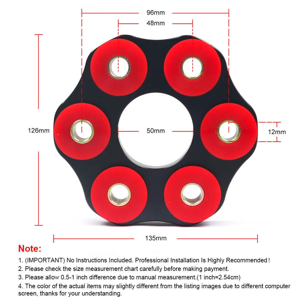 Red aluminium drive shaft connecting plate bracket for BMW E46 E36 E30 E28 models.