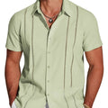 Men's slim fit Hawaiian short sleeve shirt with digital printed pattern in cardigan style
